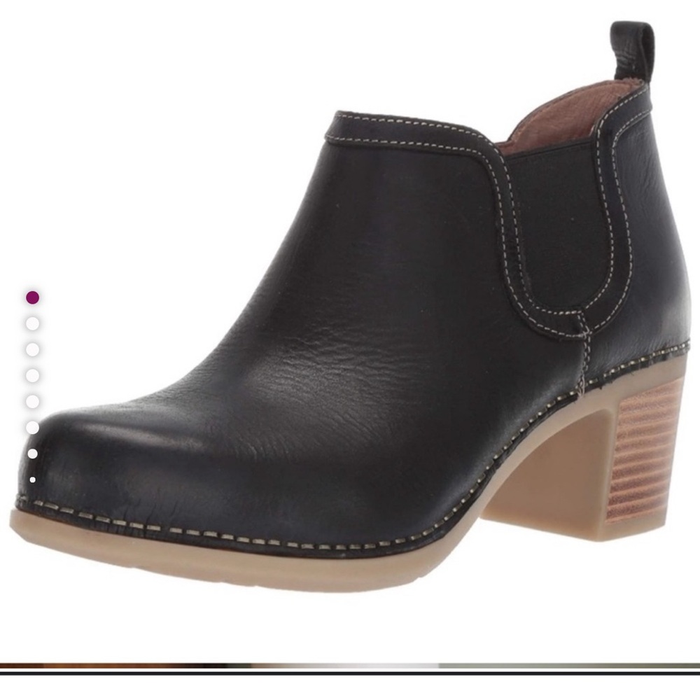 Dansko Black Leather Ankle Booties